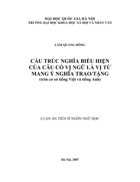 Luận án tiến sĩ: Cấu trúc nghĩa biểu hiện của câu với vị 