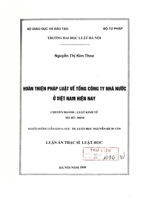 Hoàn thiện pháp luật về tổng công ty nhà nước tại Việt
