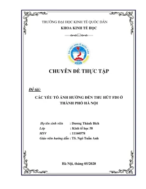 Các yếu tố ảnh hưởng đến thu hút FDI tại Hà Nội: Phân 