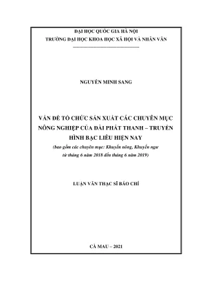Luận Văn Thạc Sĩ: Tổ Chức Sản Xuất Chuyên Mục Nông