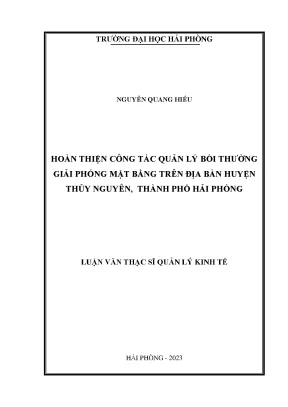 Hoàn thiện công tác quản lý bồi thường giải phóng mặt