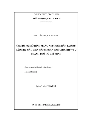 Luận Văn Thạc Sĩ: Ứng Dụng Mạng Neuron Nhân Tạo Dự Báo 