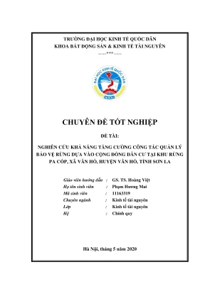 Nghiên cứu tăng cường quản lý bảo vệ rừng dựa vào cộng 
