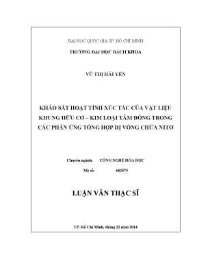 Khảo sát hoạt tính xúc tác của vật liệu khung hữu cơ-kim