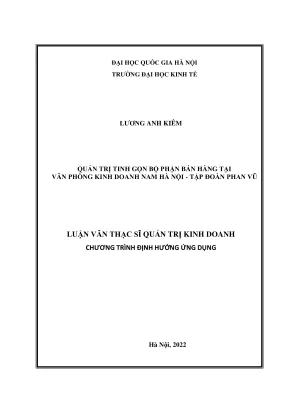 Luận Văn Thạc Sĩ Quản Trị Kinh Doanh: Ứng Dụng Quản Trị