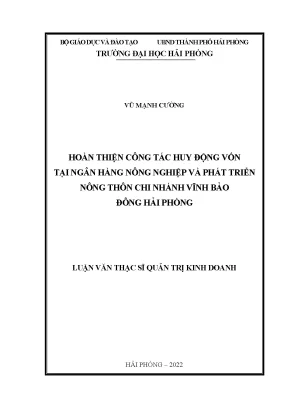 Hoàn thiện công tác huy động vốn tại Ngân hàng Nông