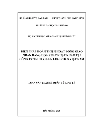 Biện Pháp Hoàn Thiện Hoạt Động Giao Nhận Hàng Hóa Xuất
