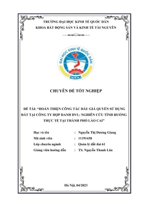 Hoàn Thiện Công Tác Đấu Giá Quyền Sử Dụng Đất: Nghiên