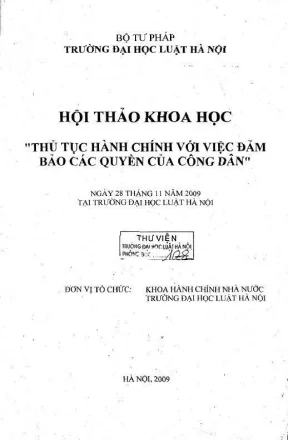 Kỷ yếu hội thảo: Thủ tục hành chính và đảm bảo quyền 