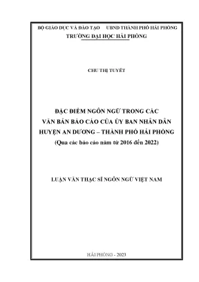 Đặc điểm ngôn ngữ trong báo cáo Ủy ban Nhân dân huyện An 