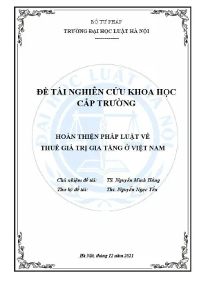 Hoàn thiện pháp luật thuế giá trị gia tăng tại Việt Nam: