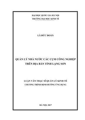 Luận Văn Thạc Sĩ: Quản Lý Kinh Tế Và Nhà Nước Các Cụm