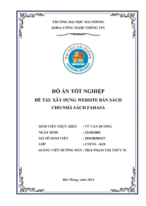Khóa Luận Tốt Nghiệp CNTT: Xây Dựng Website Bán Sách Cho