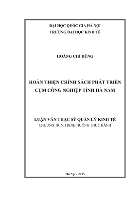 Hoàn Thiện Chính Sách Phát Triển Cụm Công Nghiệp Tỉnh Hà
