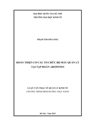 Luận Văn Thạc Sĩ Quản Lý Kinh Tế: Hoàn Thiện Cơ Cấu Tổ