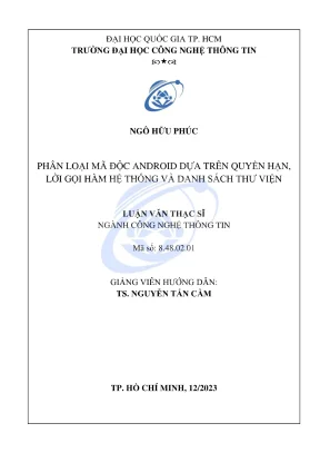 Phân Loại Mã Độc Android Dựa Trên Quyền Hạn, Lời Gọi Hàm 