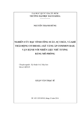 Nghiên cứu đặc tính công suất, sự cháy và khí thải động