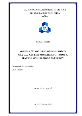 Nghiên cứu khả năng hấp phụ CO2 của vật liệu MOFs: