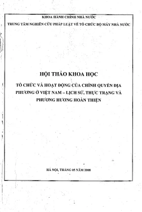 Kỷ Yếu Hội Thảo: Tổ Chức & Hoạt Động Chính Quyền Địa 