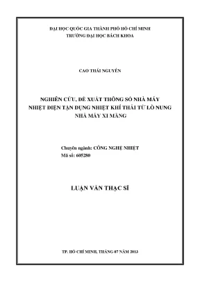 Luận Văn Thạc Sĩ Công Nghệ Nhiệt: Nghiên Cứu Tận Dụng 