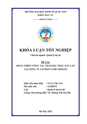Cách hoàn thiện công tác tham dự thầu xây lắp tại GMP Groups
