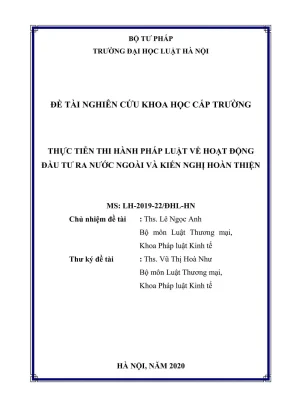 Nghiên cứu thực tiễn thi hành pháp luật đầu tư ra nước 