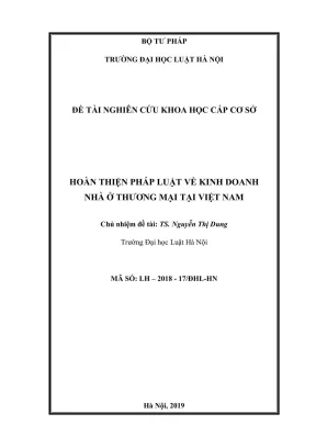 Đề tài nghiên cứu khoa học cấp trường hoàn thiện pháp luật về kinh doanh nhà ở thương mại tại việt nam