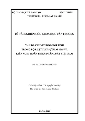 Nghiên cứu chuyển đổi giới tính trong Bộ luật Dân sự