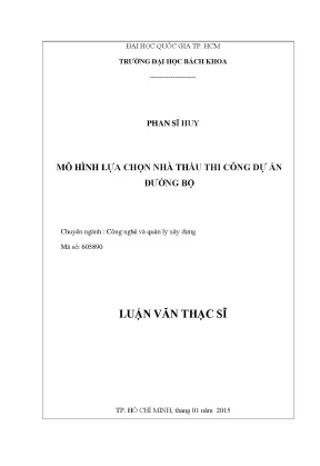Mô hình lựa chọn nhà thầu thi công dự án đường bộ - Luận