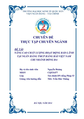 Chuyên đề thực tập nâng cao chất lượng bảo lãnh tại Ngân 