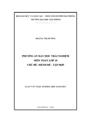Phương Pháp Dạy Học Trải Nghiệm Môn Toán Lớp 10: Chủ Đề