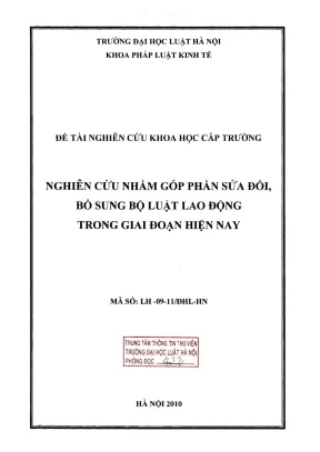 Nghiên cứu sửa đổi bổ sung bộ luật lao động trong giai 