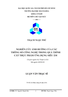 Nghiên cứu ảnh hưởng thông số công nghệ cắt thực phẩm