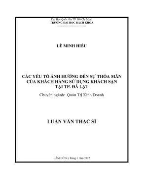 Luận văn thạc sĩ quản trị kinh doanh các yếu tố ảnh hưởng đến sự thỏa mãn của khách hàng sử dụng khách sạn tại tp đà lạt