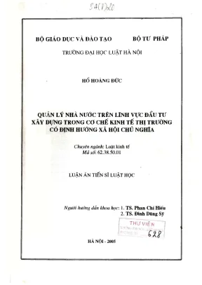 Luận án tiến sĩ: Quản lý nhà nước trong đầu tư xây dựng