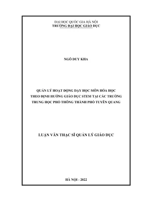 Quản lý hoạt động dạy học môn Hóa học theo định hướng 