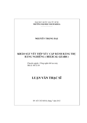 Luận Văn Thạc Sĩ: Khảo Sát Vết Tiếp Xúc Cặp Bánh Răng