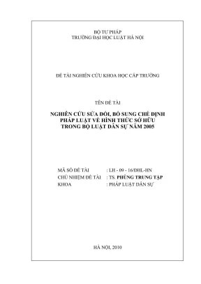 Nghiên cứu sửa đổi chế định pháp luật về hình thức sở 