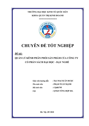 Quản lý kênh phân phối sản phẩm tại công ty cổ phần sách