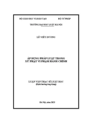 Luận Văn Thạc Sĩ Luật Học: Áp Dụng Pháp Luật Trong Xử