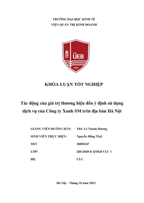 Tác động giá trị thương hiệu đến ý định sử dụng dịch vụ