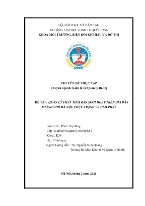 Thực Trạng Và Giải Pháp Quản Lý Chất Thải Rắn Sinh Hoạt