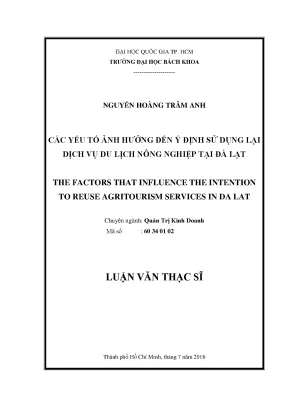 Luận văn thạc sĩ: Yếu tố ảnh hưởng đến ý định sử dụng