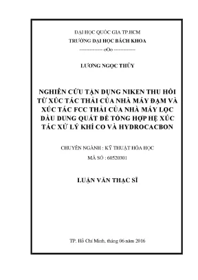Nghiên cứu tận dụng niken từ xúc tác thải để tổng hợp hệ