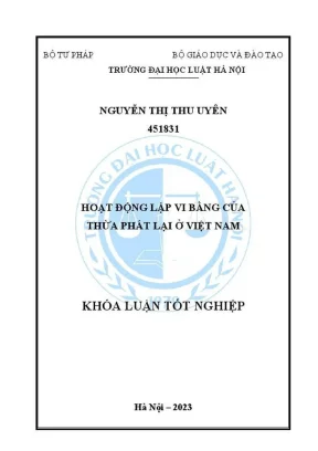 Khóa Luận Tốt Nghiệp: Hoạt Động Lập Vi Bằng Của Thừa 