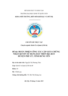 Hoàn Thiện Công Tác Cấp Giấy Chứng Nhận Quyền Sử Dụng