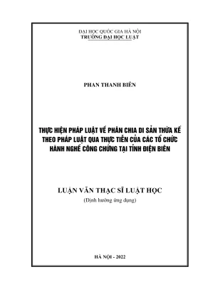 Luận văn thạc sĩ luật học: Phân chia di sản thừa kế theo