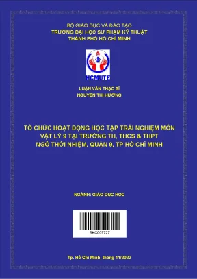 Tổ chức hoạt động học tập trải nghiệm môn vật lý 9 tại trường th thcs thpt ngô thời nhiệm quận 9 tp hồ chí minh