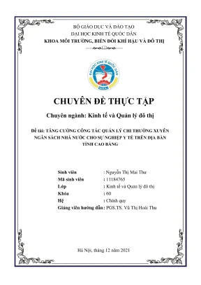 Chuyên đề thực tập quản lý chi thường xuyên ngân sách y