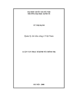 Luận Văn Thạc Sĩ: Quản Lý Chi Tiêu Công Trong Kinh Tế